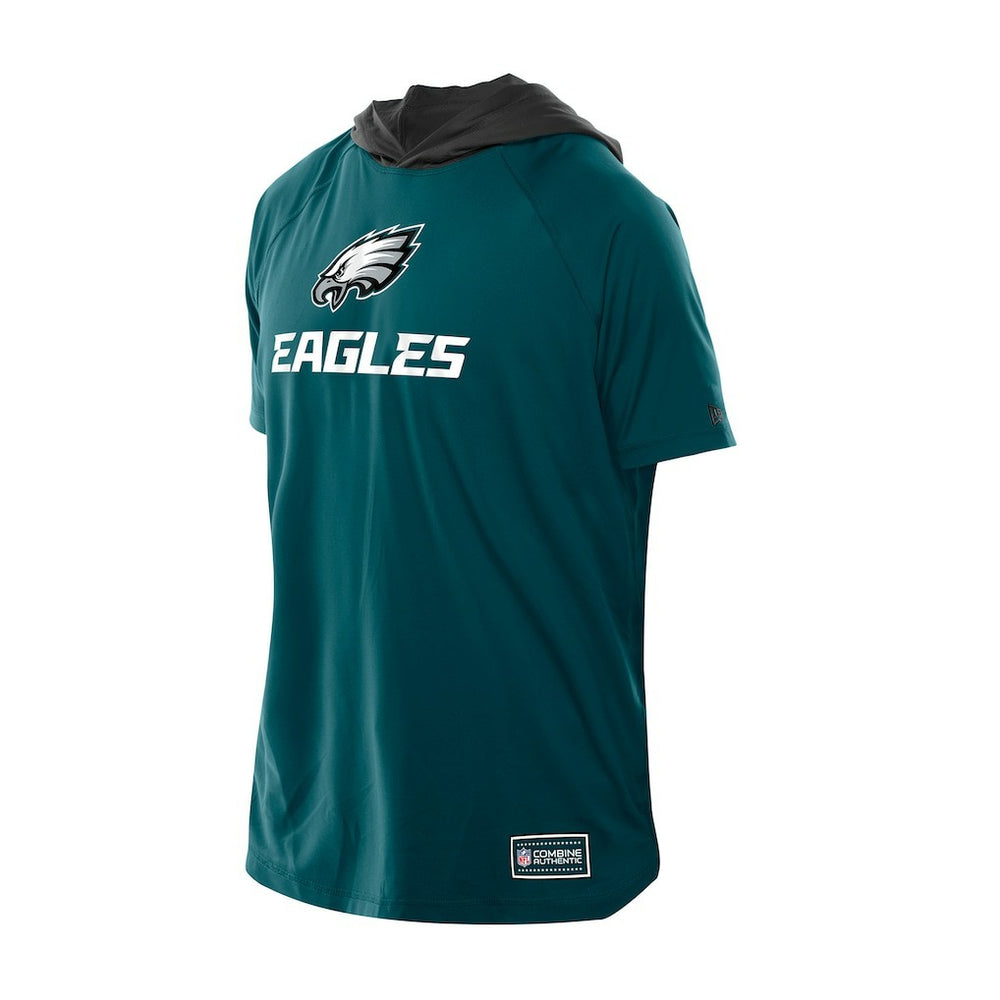 Philadelphia Eagles New Era Combine Authentic Hooded Raglan Short-Sleeve T-Shirt - Midnight Green - NFL