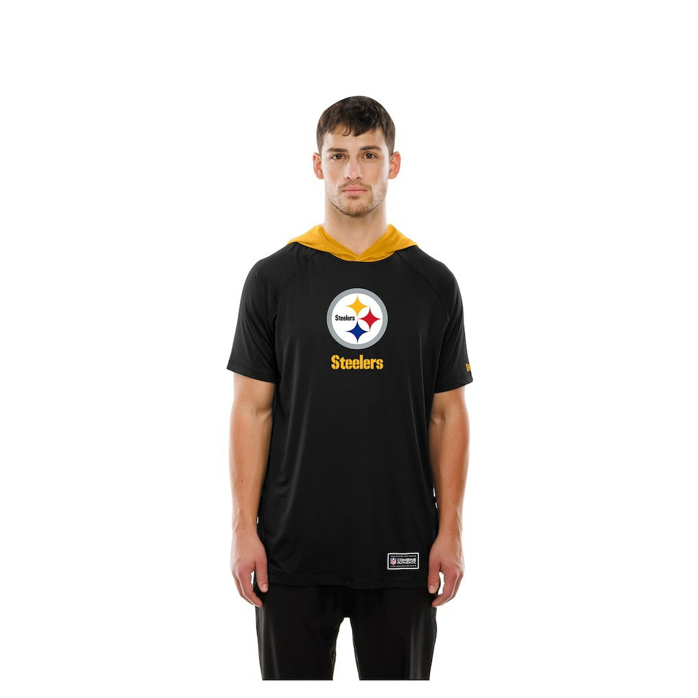 Pittsburgh Steelers New Era Combine Authentic Hooded Raglan Short-Sleeve T-Shirt - Black - NFL
