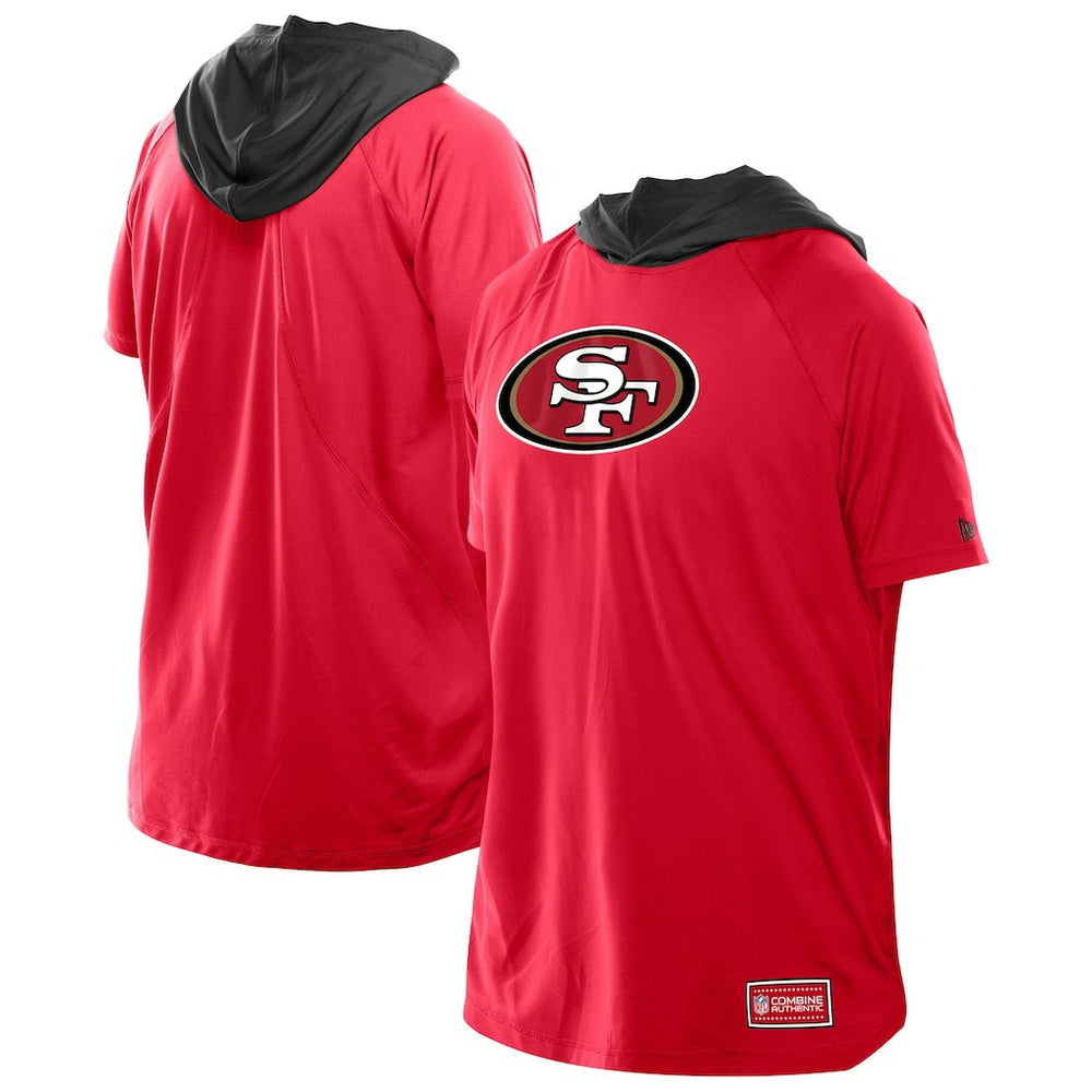San Francisco 49ers New Era Combine Authentic Hooded Raglan Short-Sleeve T-Shirt - Scarlet - NFL