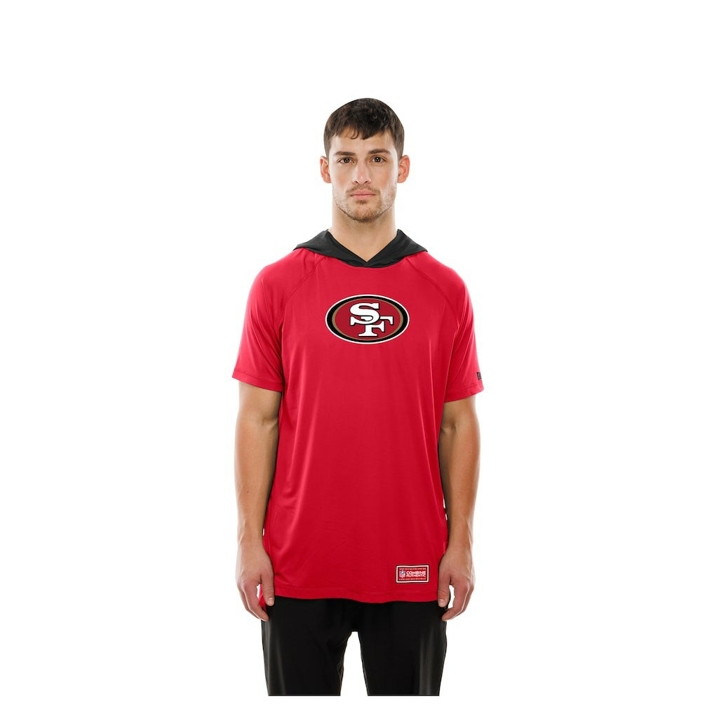 San Francisco 49ers New Era Combine Authentic Hooded Raglan Short-Sleeve T-Shirt - Scarlet - NFL