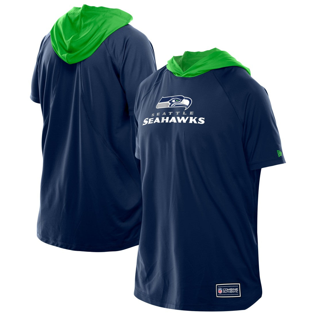 Seattle Seahawks New Era Combine Authentic Hooded Raglan Short-Sleeve T-Shirt - College Navy - NFL