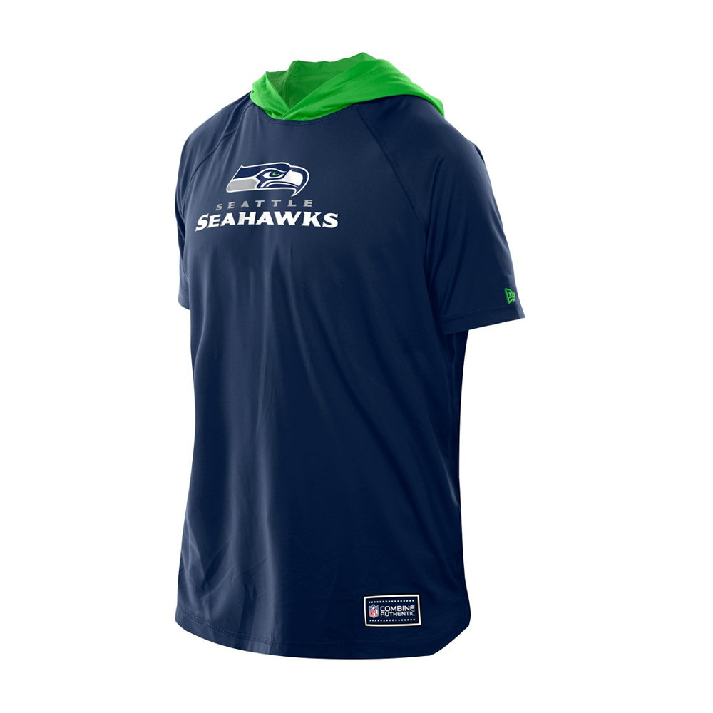 Seattle Seahawks New Era Combine Authentic Hooded Raglan Short-Sleeve T-Shirt - College Navy - NFL