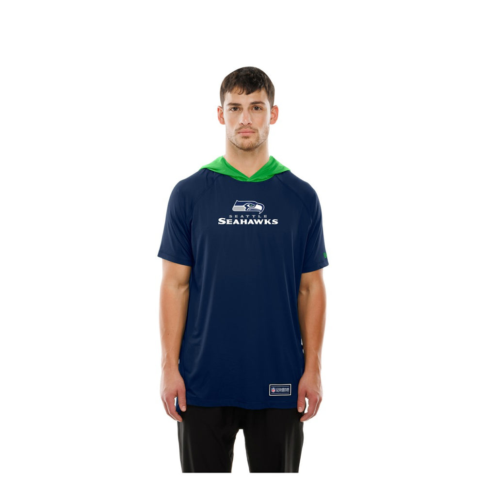 Seattle Seahawks New Era Combine Authentic Hooded Raglan Short-Sleeve T-Shirt - College Navy - NFL