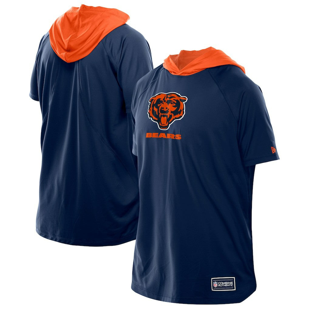 Chicago Bears New Era Combine Authentic Hooded Raglan Short-Sleeve T-Shirt - Navy - NFL