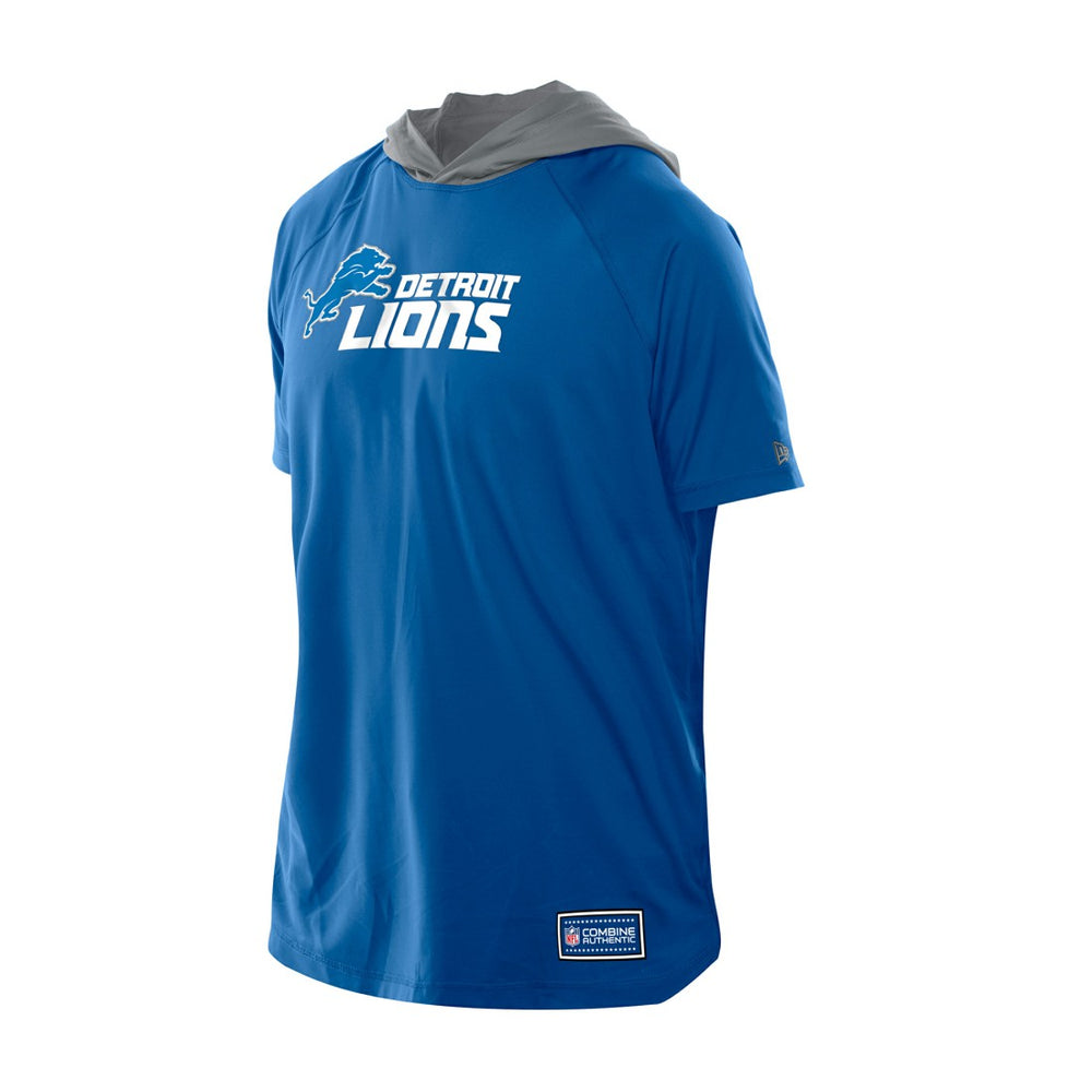 Detroit Lions New Era Combine Authentic Hooded Raglan Short-Sleeve T-Shirt - Blue - NFL