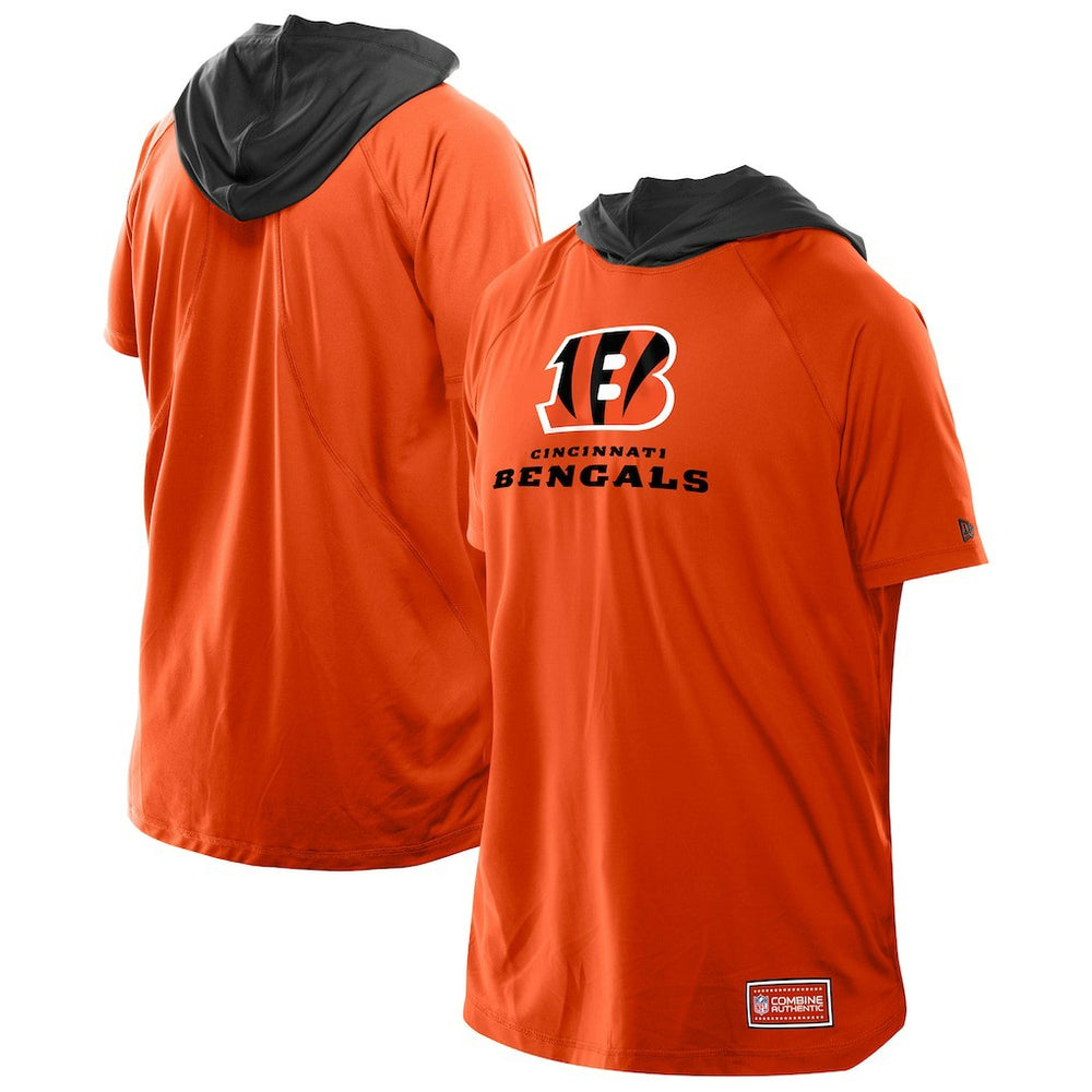 Cincinnati Bengals New Era Combine Authentic Hooded Raglan Short-Sleeve T-Shirt - Orange - NFL