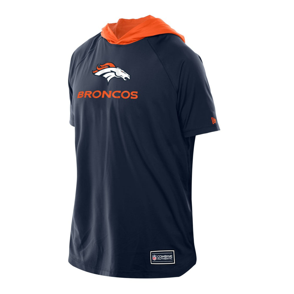 Denver Broncos New Era Combine Authentic Hooded Raglan Short-Sleeve T-Shirt - Navy - NFL