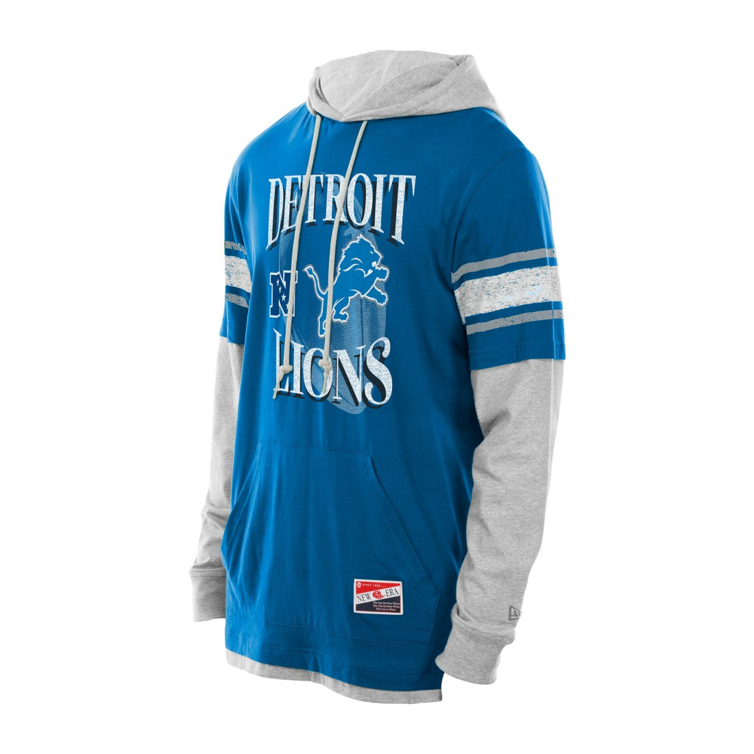 Detroit Lions New Era Twofer Layered Long Sleeve Hoodie T-Shirt - Blue - NFL