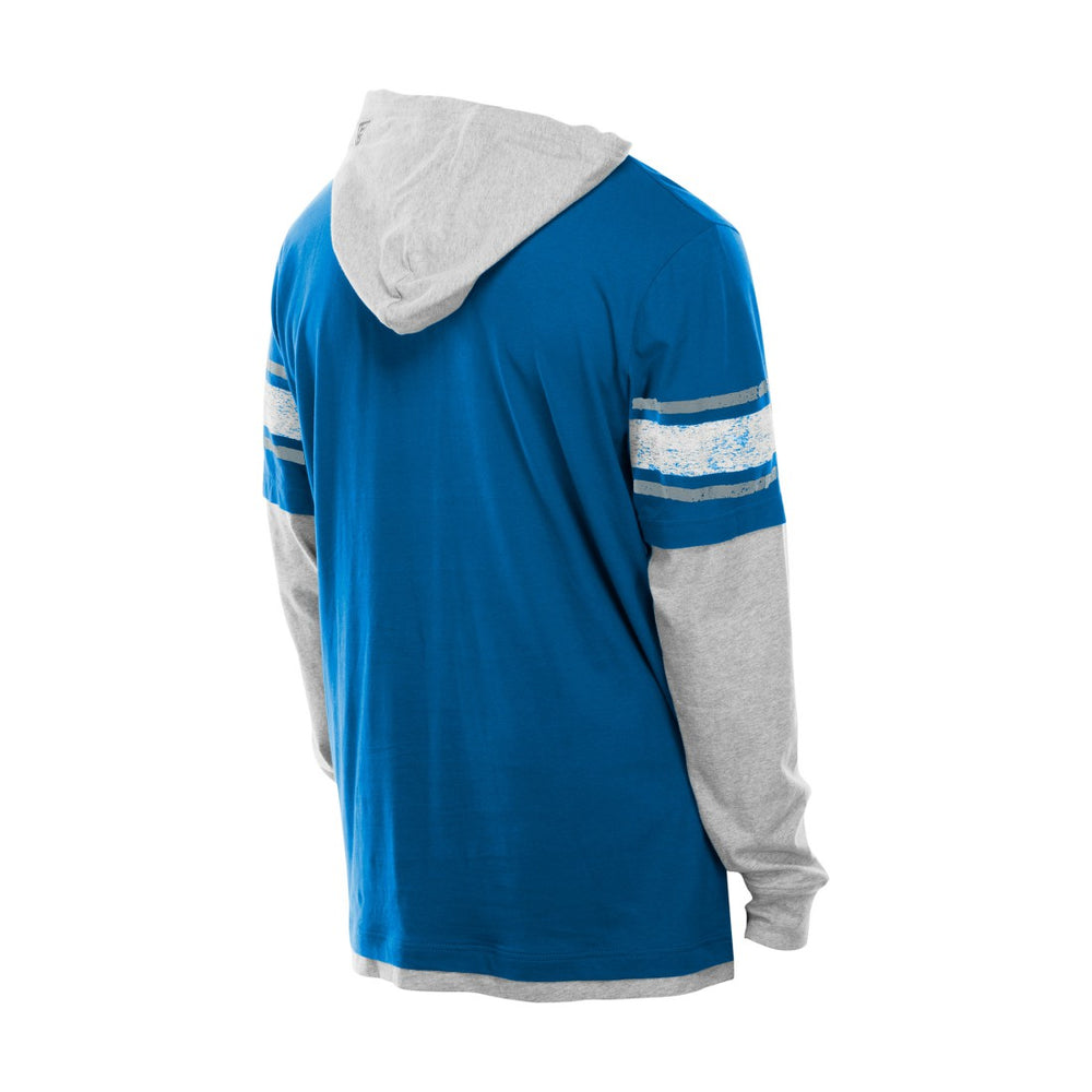 Detroit Lions New Era Twofer Layered Long Sleeve Hoodie T-Shirt - Blue - NFL