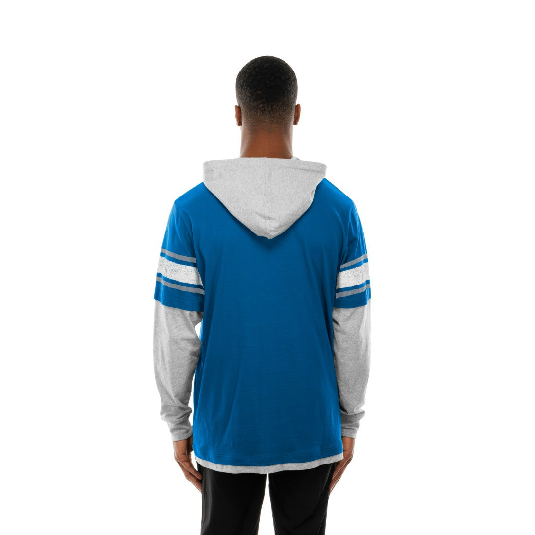 Detroit Lions New Era Twofer Layered Long Sleeve Hoodie T-Shirt - Blue - NFL
