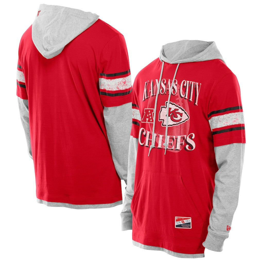 Kansas City Chiefs New Era Twofer Layered Long Sleeve Hoodie T-Shirt - Red - NFL