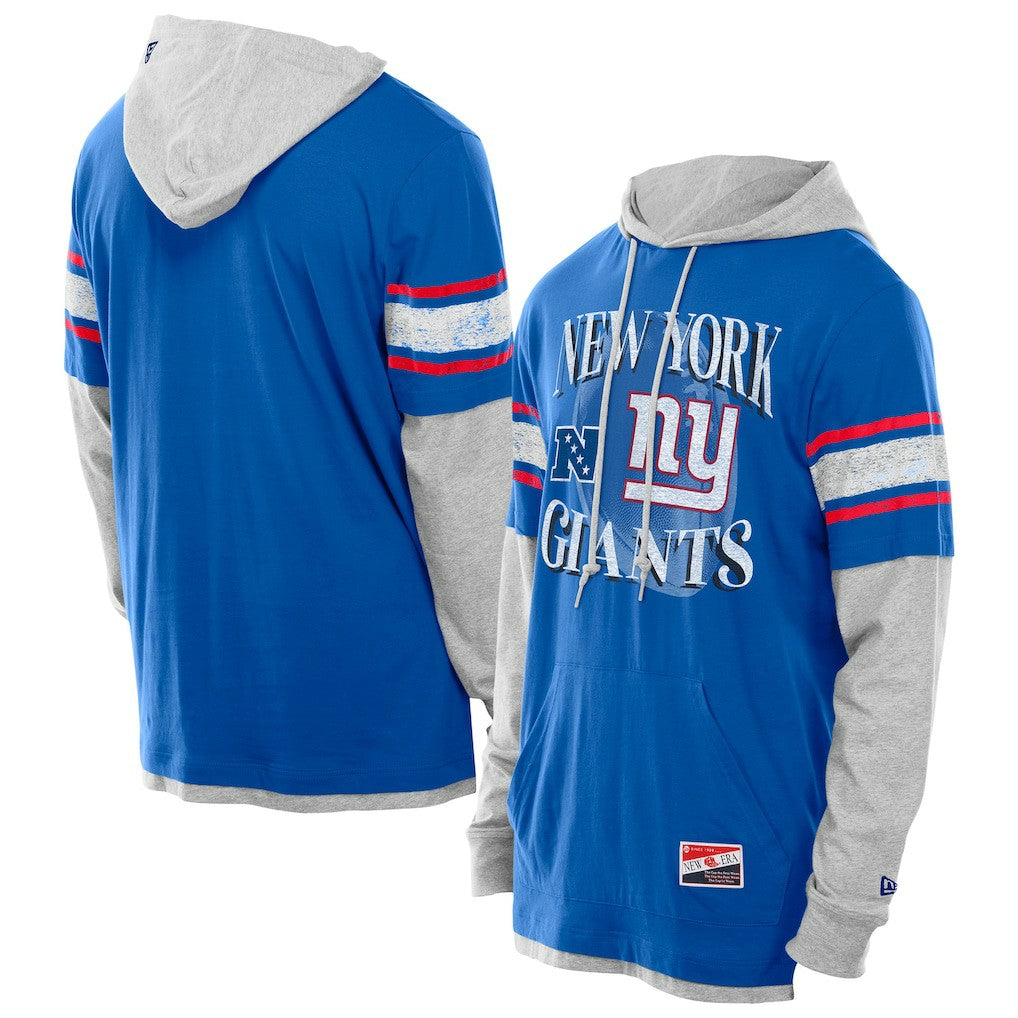 New York Giants New Era Twofer Layered Long Sleeve Hoodie T-Shirt - Royal - NFL