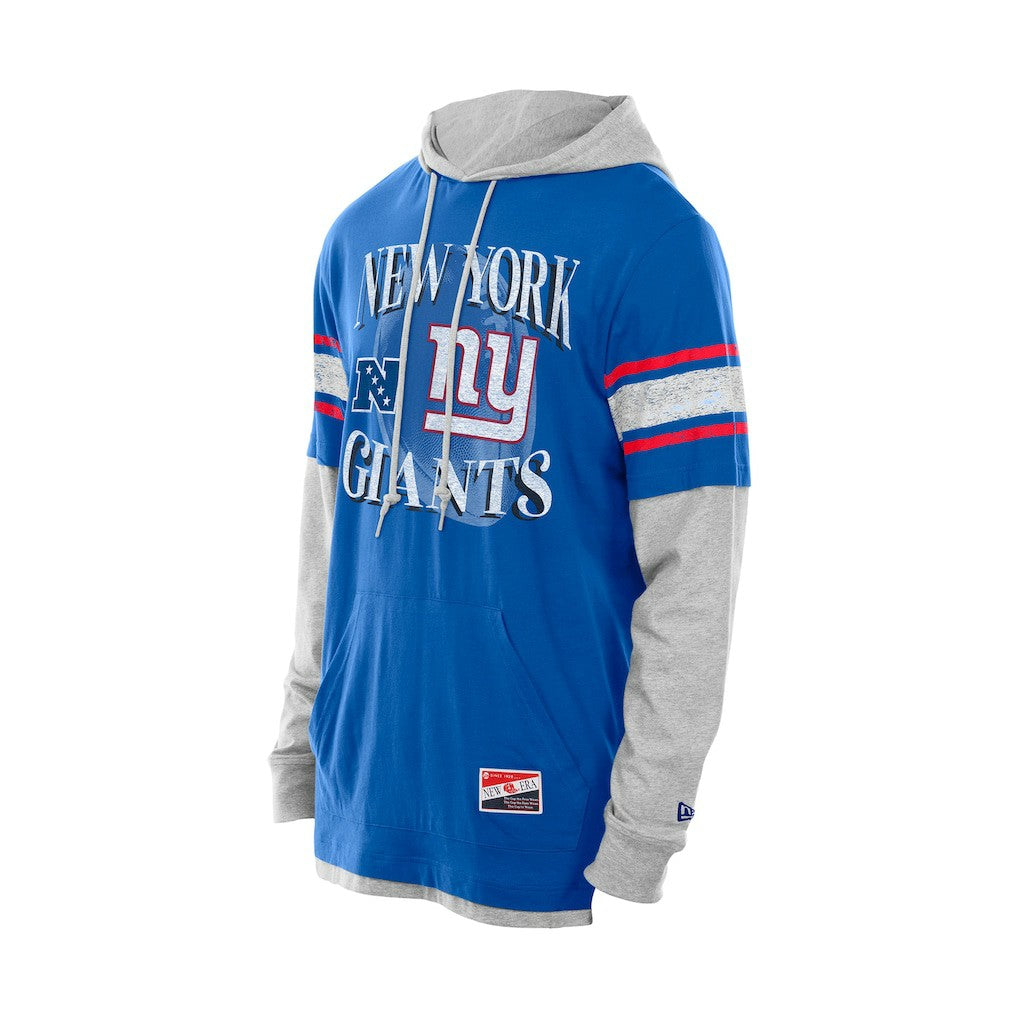 New York Giants New Era Twofer Layered Long Sleeve Hoodie T-Shirt - Royal - NFL