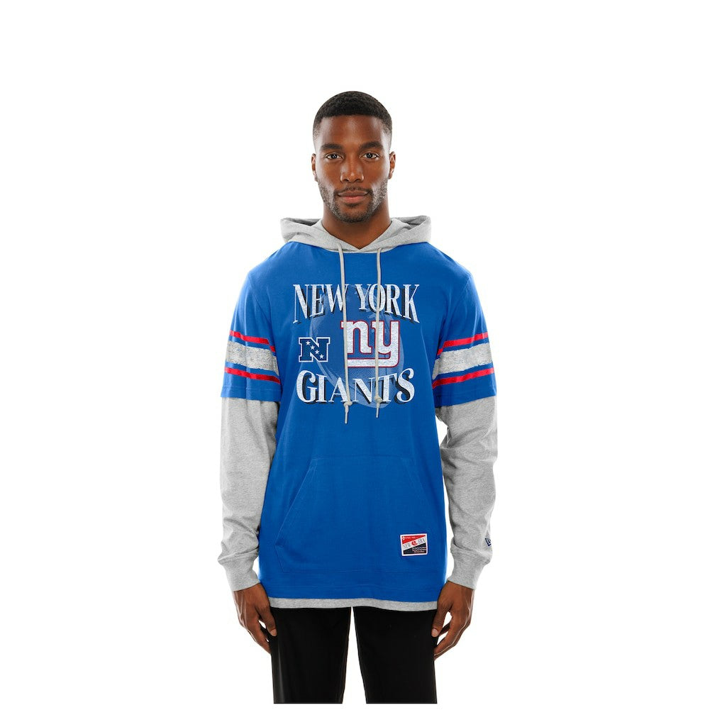 New York Giants New Era Twofer Layered Long Sleeve Hoodie T-Shirt - Royal - NFL