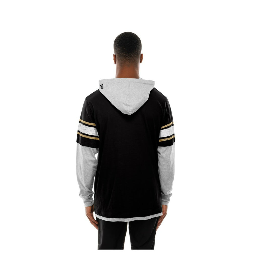New Orleans Saints New Era Twofer Layered Long Sleeve Hoodie T-Shirt - Black - NFL