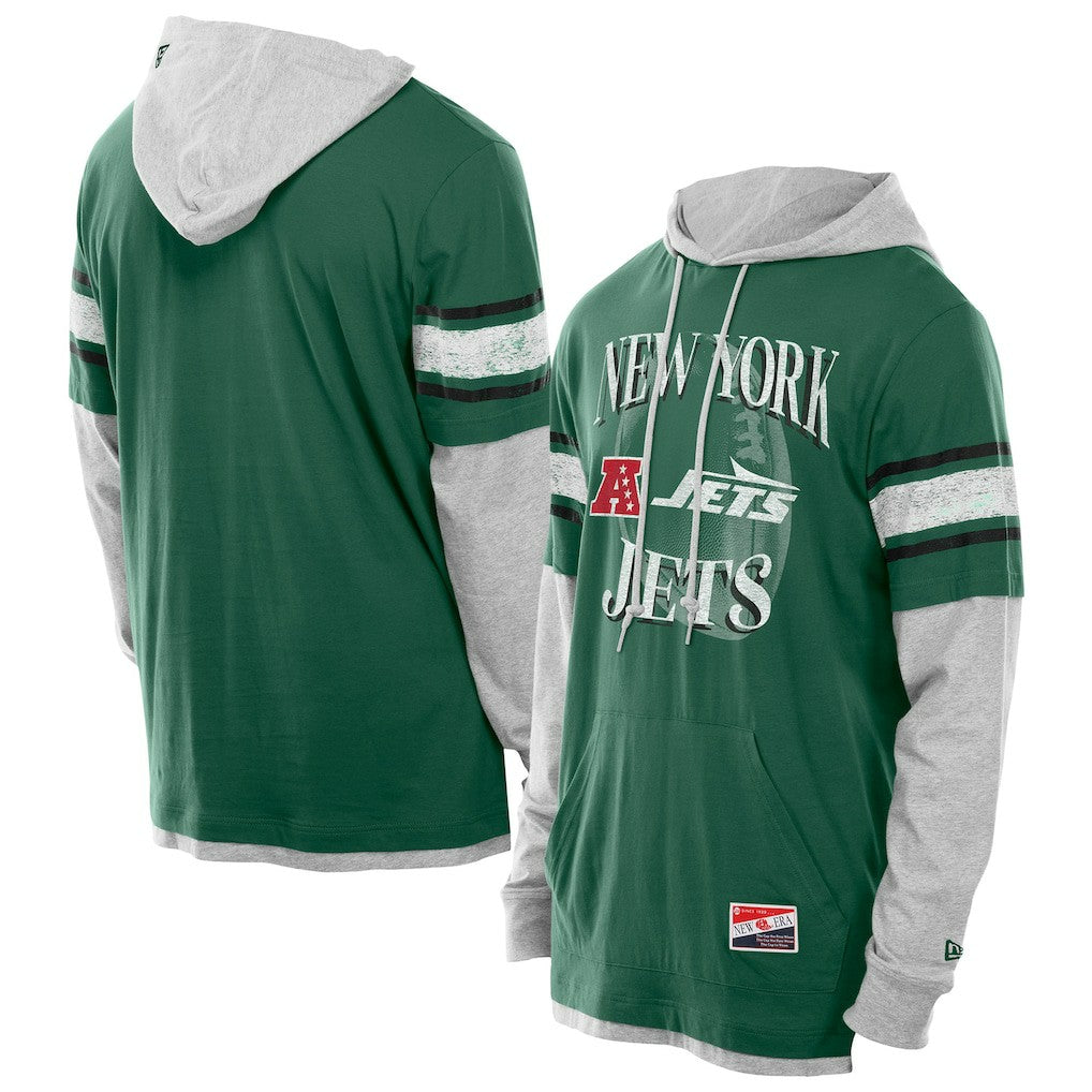 New York Jets New Era Twofer Layered Long Sleeve Hoodie T-Shirt - Green - NFL
