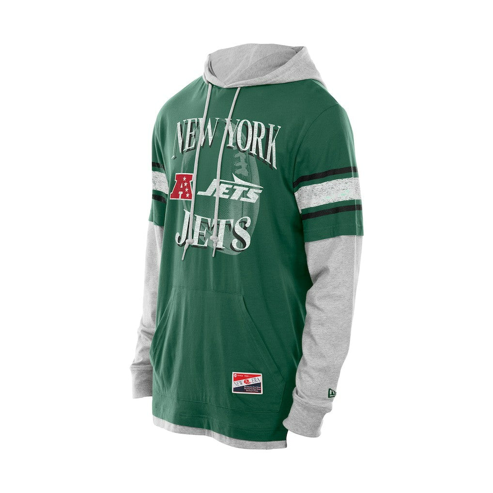 New York Jets New Era Twofer Layered Long Sleeve Hoodie T-Shirt - Green - NFL