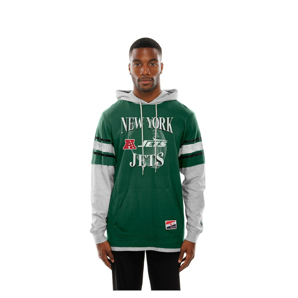 New York Jets New Era Twofer Layered Long Sleeve Hoodie T-Shirt - Green - NFL