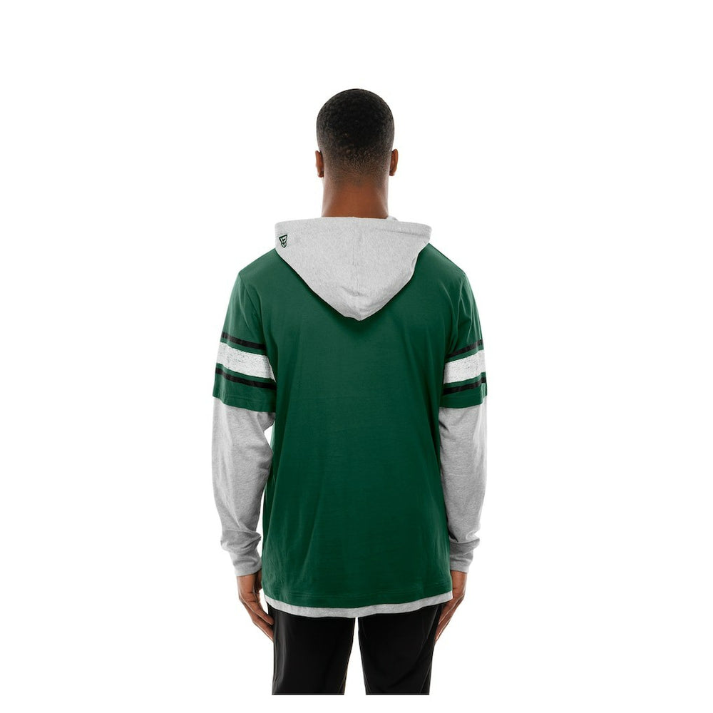 New York Jets New Era Twofer Layered Long Sleeve Hoodie T-Shirt - Green - NFL