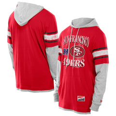 San Francisco 49ers New Era Twofer Layered Long Sleeve Hoodie T-Shirt - Scarlet - NFL