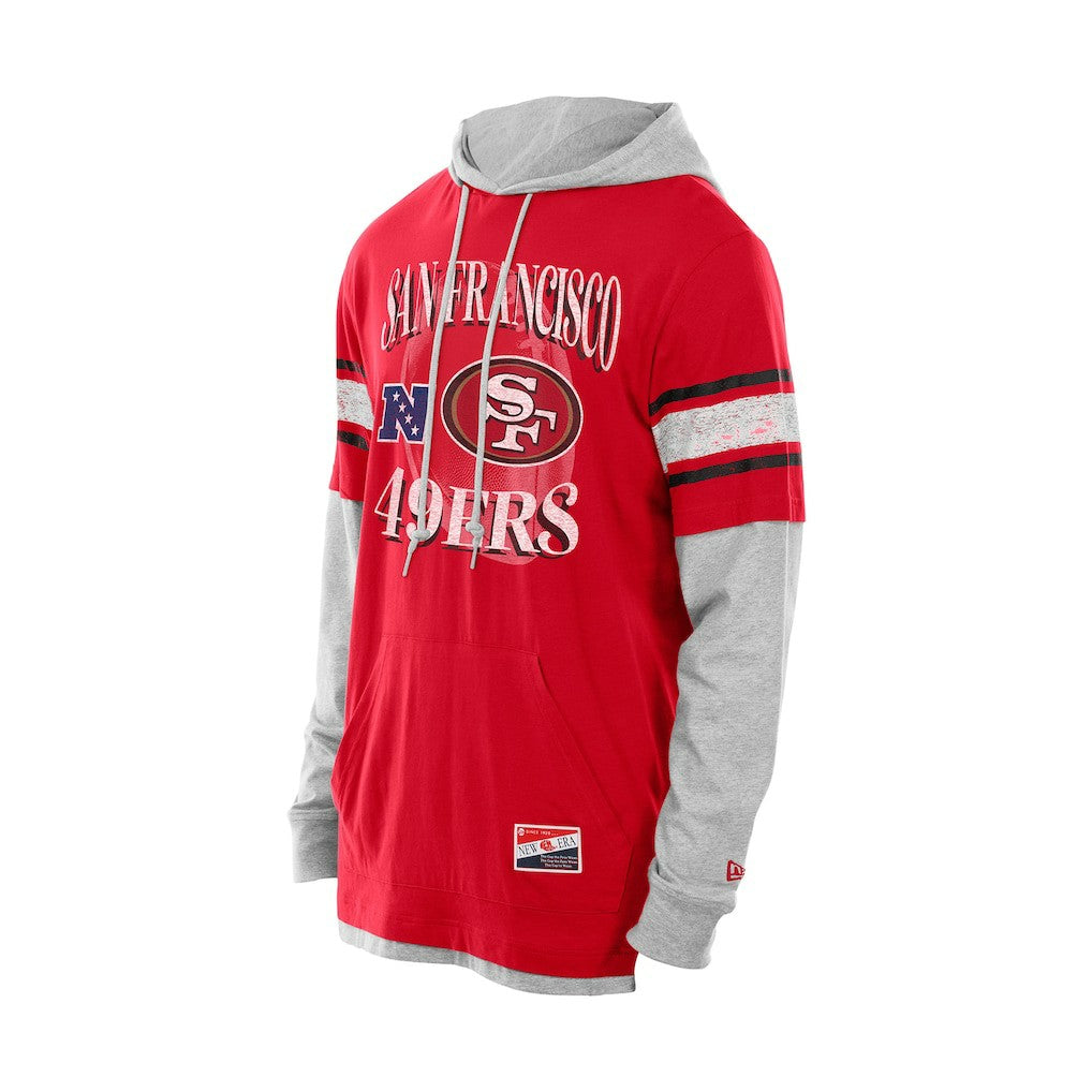 San Francisco 49ers New Era Twofer Layered Long Sleeve Hoodie T-Shirt - Scarlet - NFL