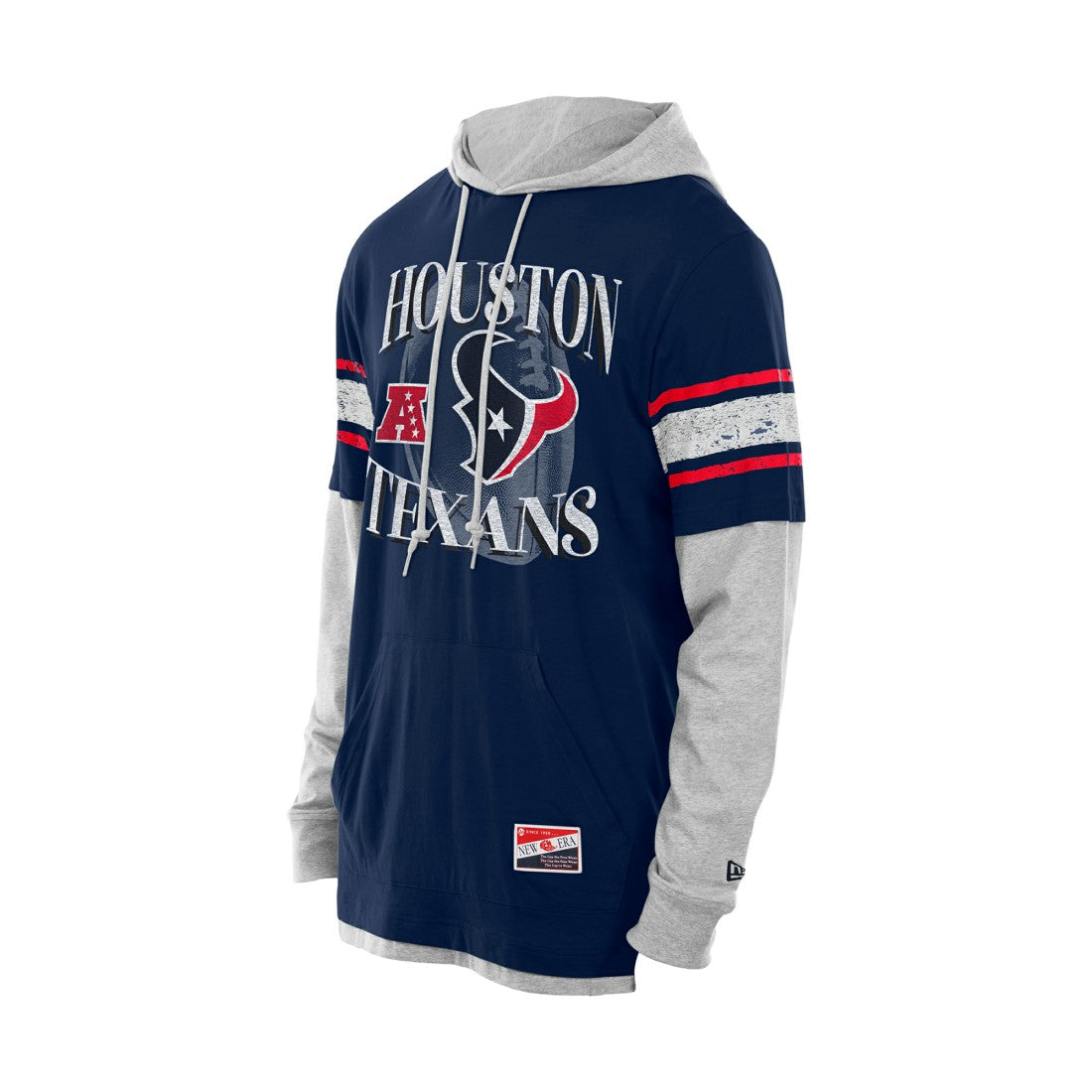 Houston Texans New Era Twofer Layered Long Sleeve Hoodie T-Shirt - Navy - NFL