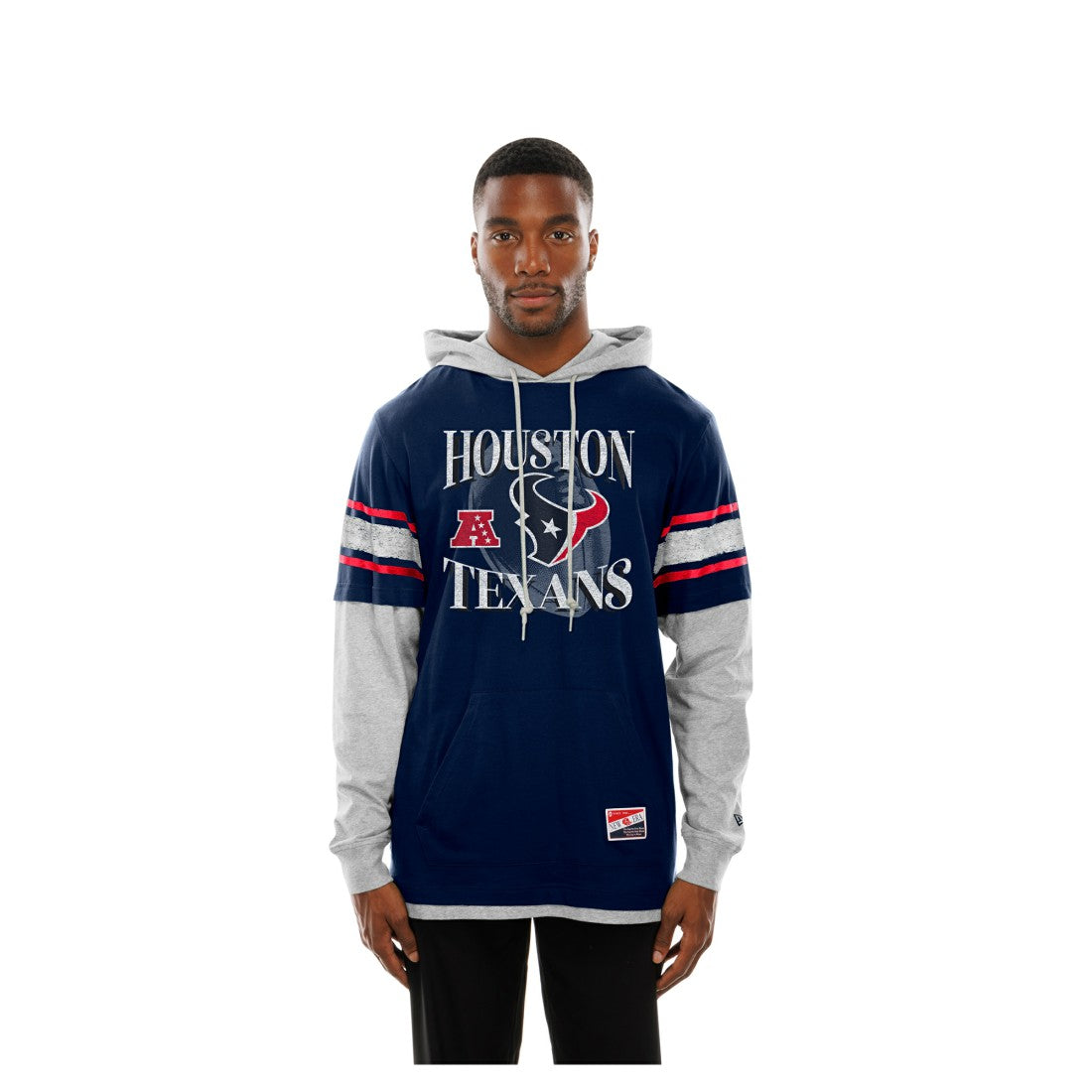 Houston Texans New Era Twofer Layered Long Sleeve Hoodie T-Shirt - Navy - NFL
