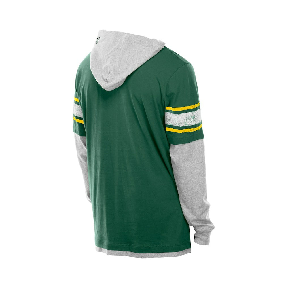 Green Bay Packers New Era Twofer Layered Long Sleeve Hoodie T-Shirt - Green - NFL