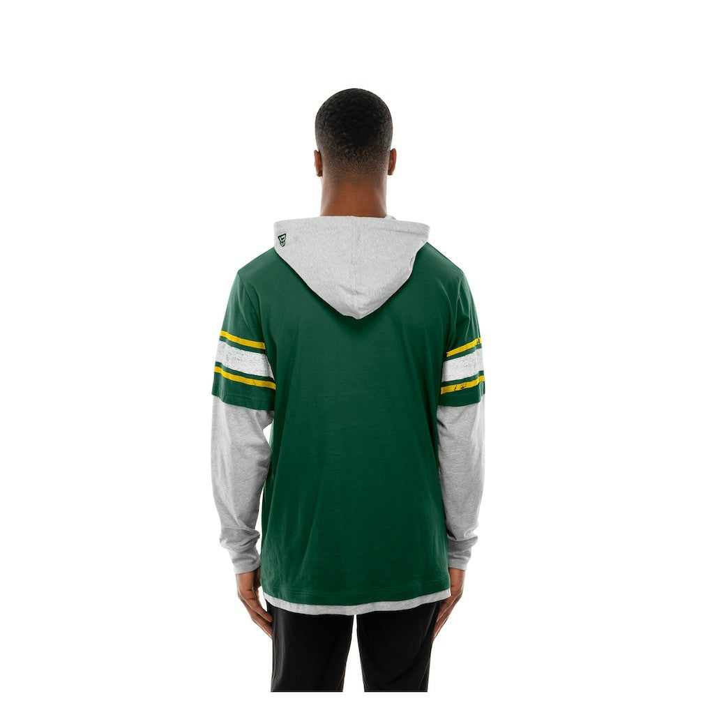 Green Bay Packers New Era Twofer Layered Long Sleeve Hoodie T-Shirt - Green - NFL