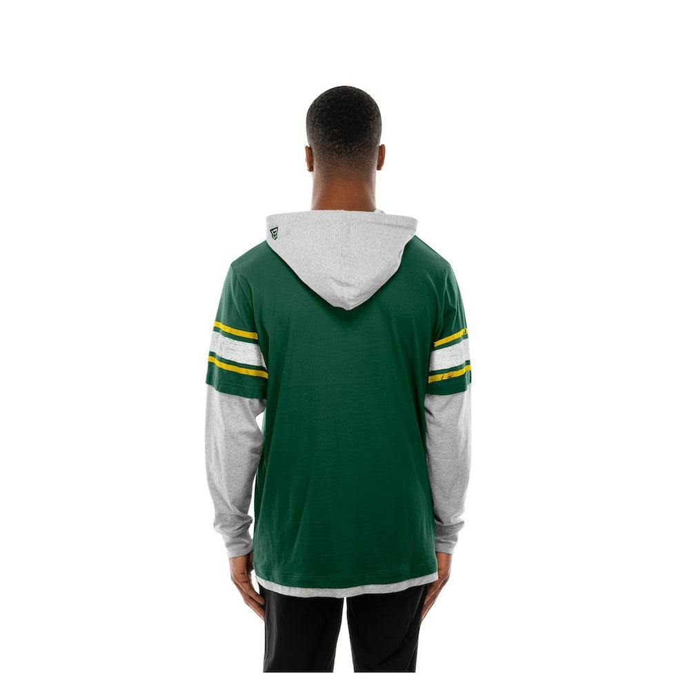 Green Bay Packers New Era Twofer Layered Long Sleeve Hoodie T-Shirt - Green - NFL
