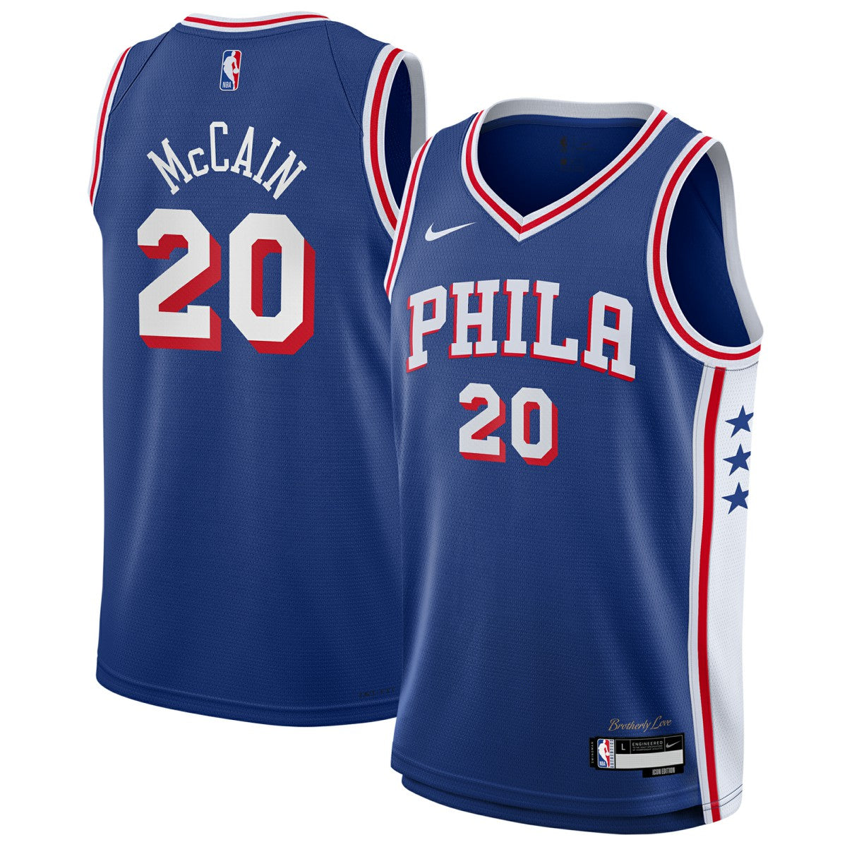 Nike Jared McCain Philadelphia 76ers Youth Swingman Jersey Icon Edition Royal