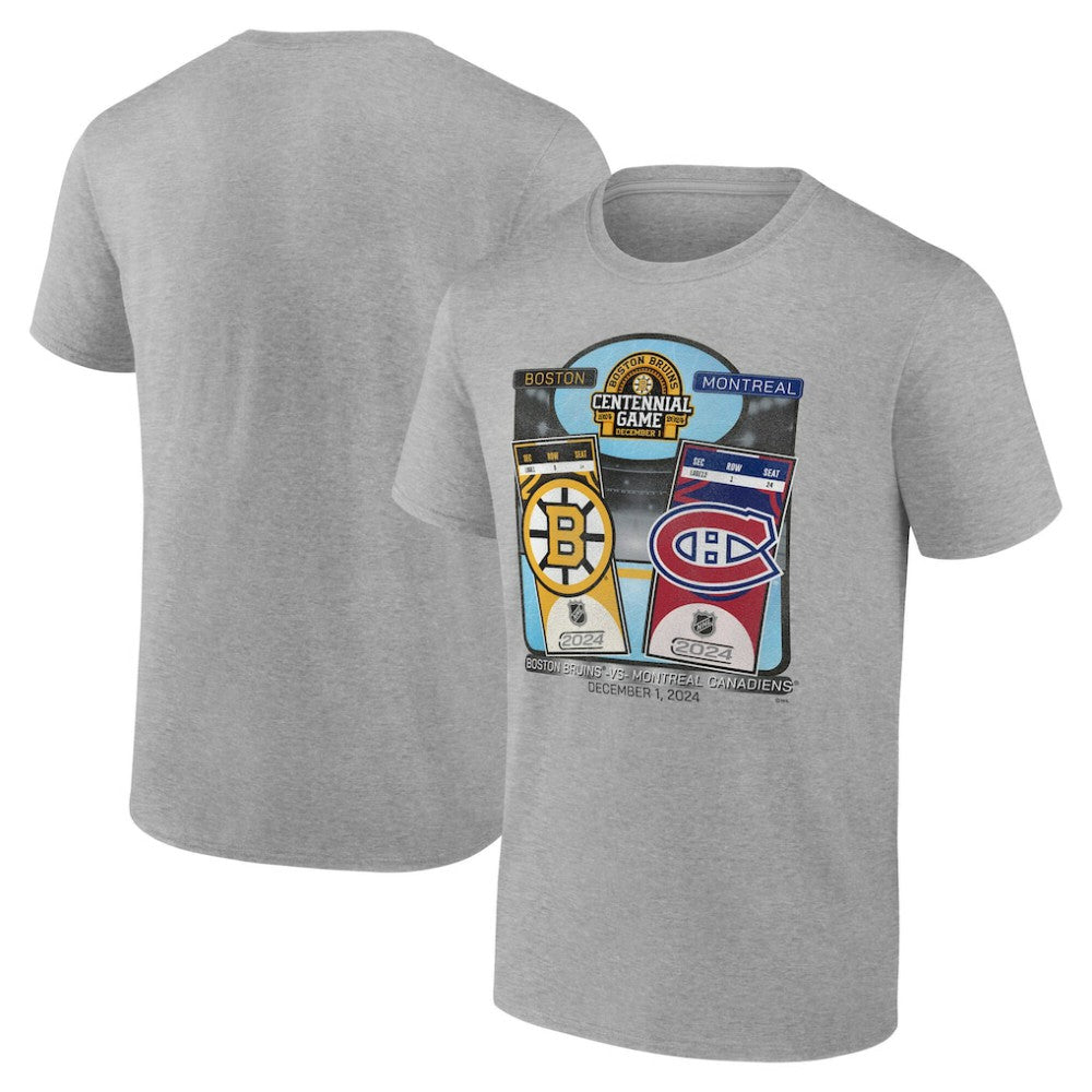 Boston Bruins vs. Montreal Canadiens Centennial Game Matchup T-Shirt - Heather Gray | NHL Lifestyle