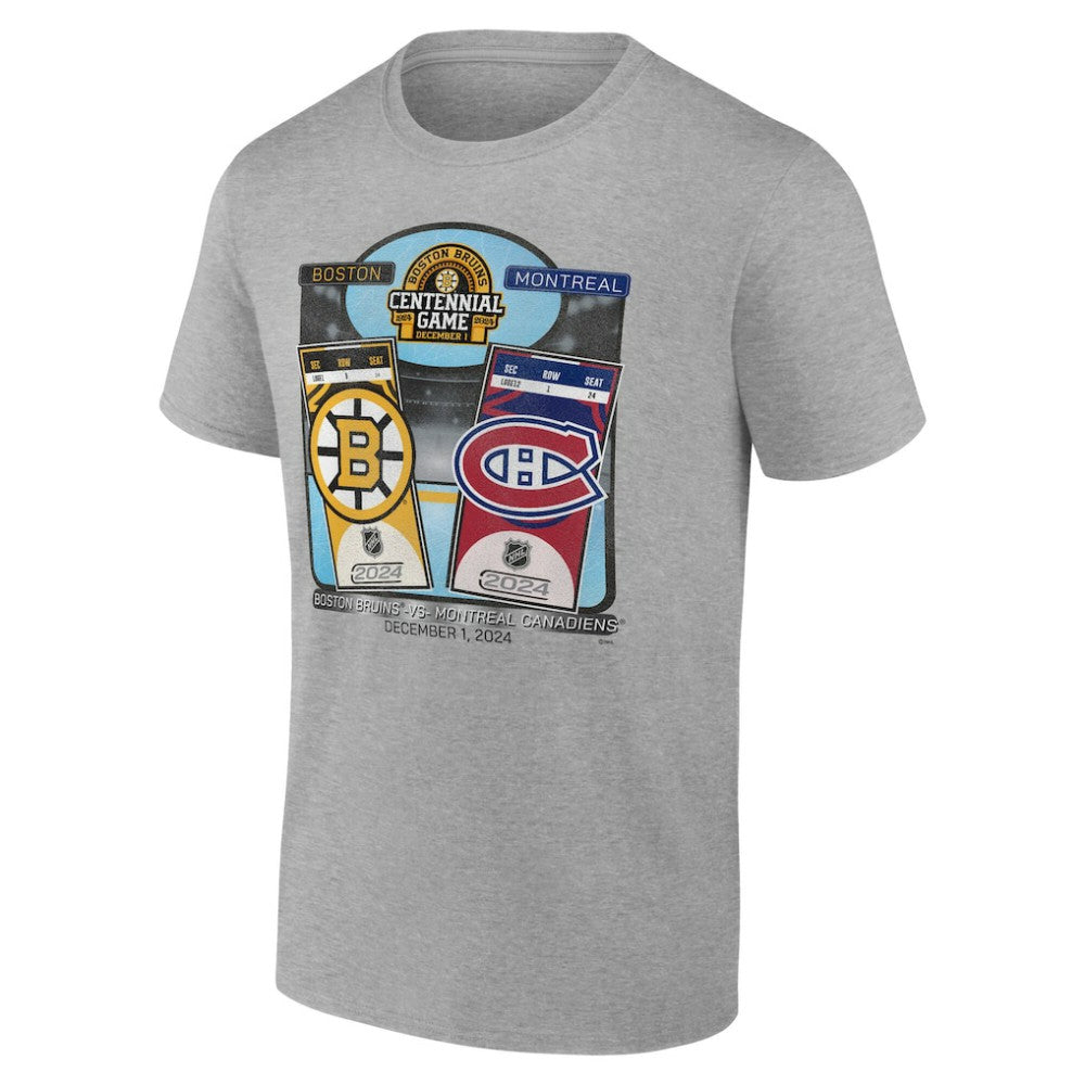 Boston Bruins vs. Montreal Canadiens Centennial Game Matchup T-Shirt - Heather Gray | NHL Lifestyle
