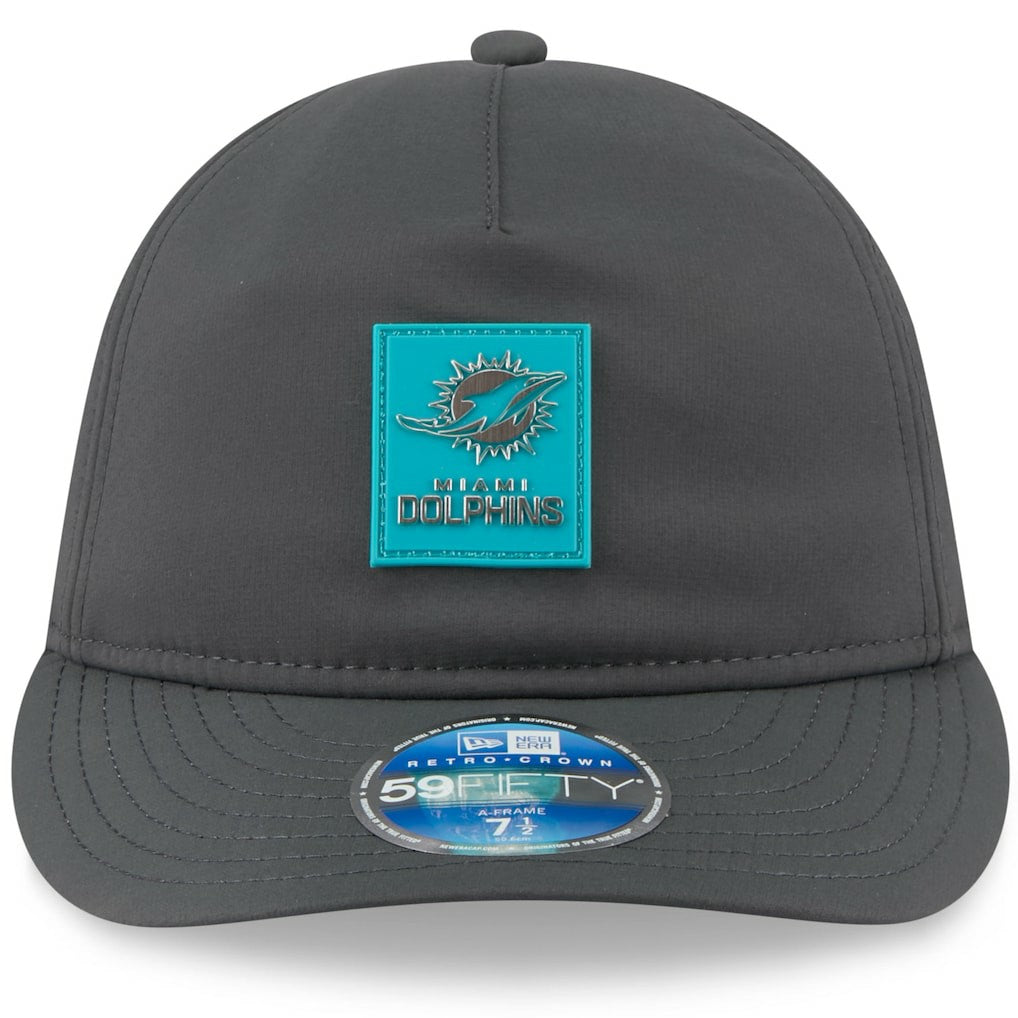 Miami Dolphins New Era 2025 Sideline Cold Weather Retro Crown 59FIFTY Fitted Hat - Charcoal - NFL