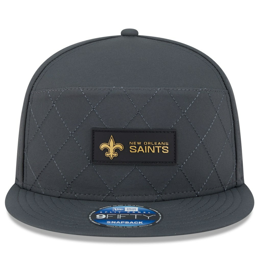 New Orleans Saints New Era 2025 Sideline Cold Weather Split Panel 9FIFTY Snapback Hat - Charcoal - NFL