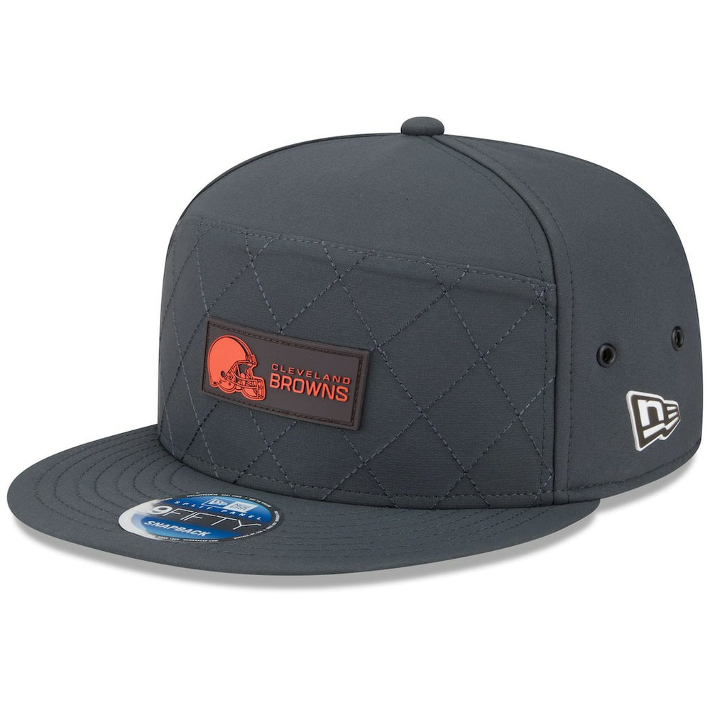 Cleveland Browns New Era 2025 Sideline Cold Weather Split Panel 9FIFTY Snapback Hat - Charcoal - NFL