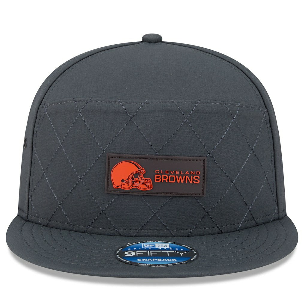 Cleveland Browns New Era 2025 Sideline Cold Weather Split Panel 9FIFTY Snapback Hat - Charcoal - NFL