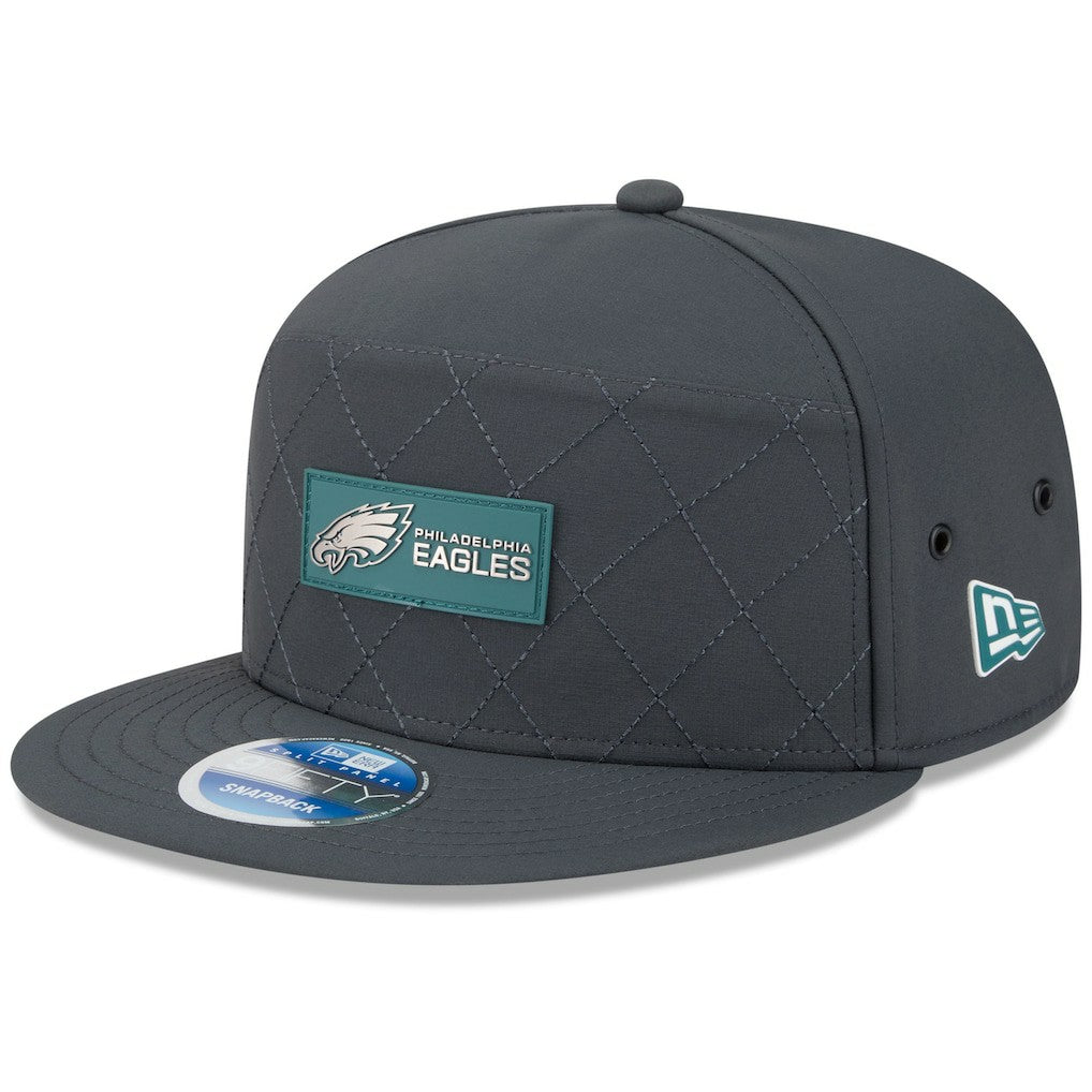 Philadelphia Eagles New Era 2025 Sideline Cold Weather Split Panel 9FIFTY Snapback Hat - Charcoal - NFL
