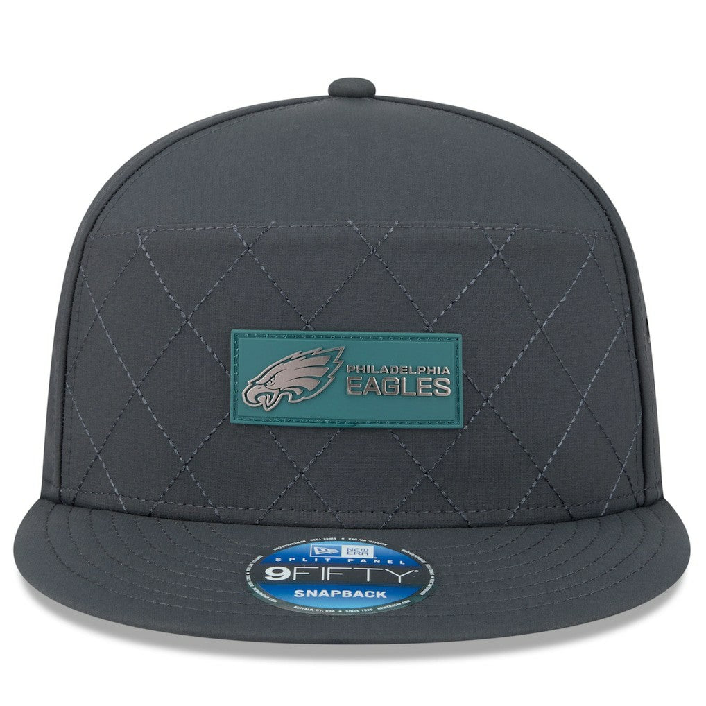 Philadelphia Eagles New Era 2025 Sideline Cold Weather Split Panel 9FIFTY Snapback Hat - Charcoal - NFL