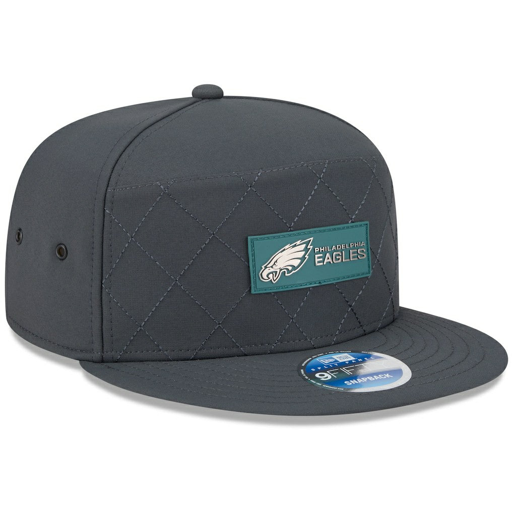 Philadelphia Eagles New Era 2025 Sideline Cold Weather Split Panel 9FIFTY Snapback Hat - Charcoal - NFL