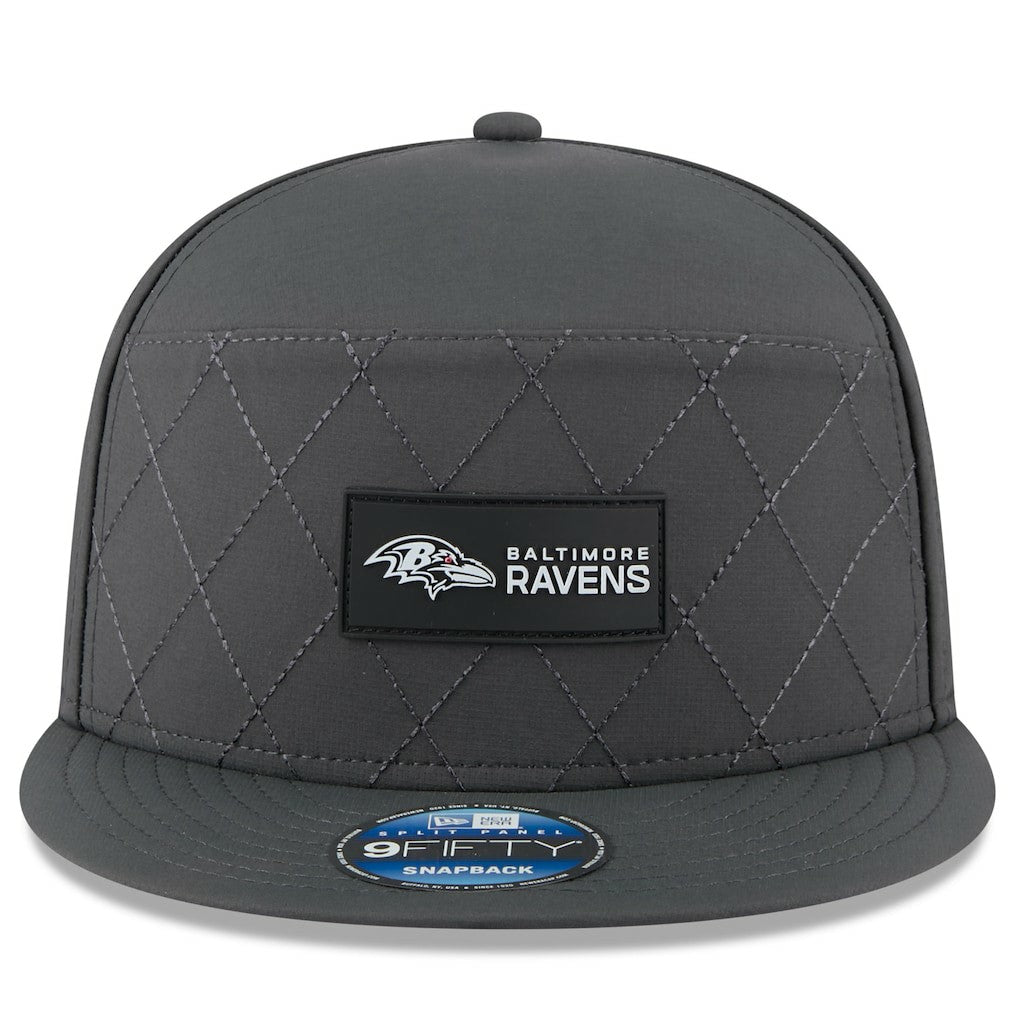 Baltimore Ravens New Era 2025 Sideline Cold Weather Split Panel 9FIFTY Snapback Hat - Charcoal - NFL