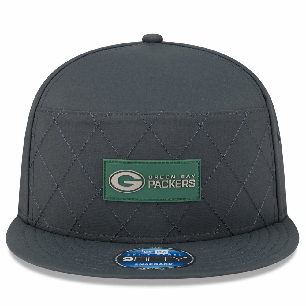Green Bay Packers New Era 2025 Sideline Cold Weather Split Panel 9FIFTY Snapback Hat - Charcoal - NFL