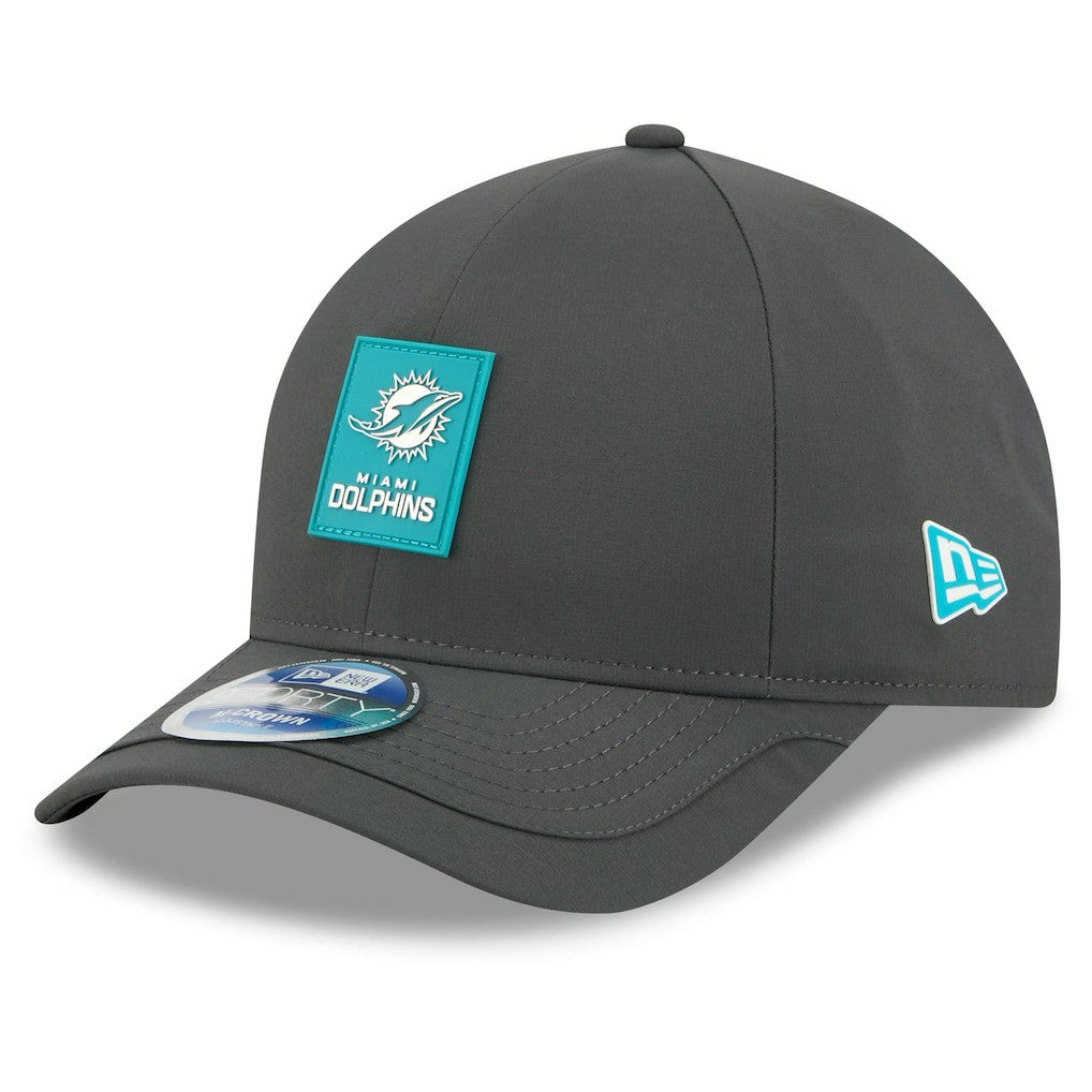 Miami Dolphins New Era 2025 Sideline Cold Weather 9FORTY M-Crown Adjustable Hat - Charcoal - NFL