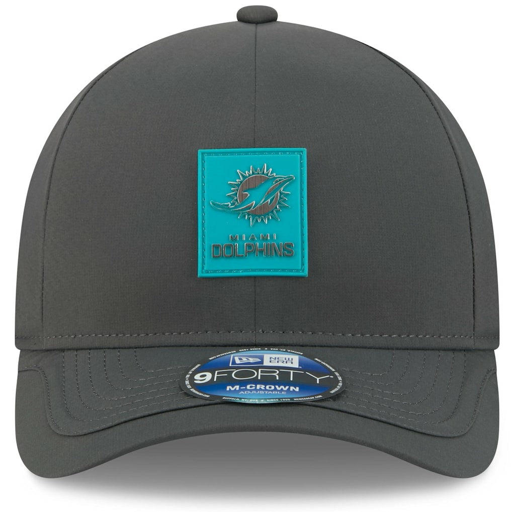 Miami Dolphins New Era 2025 Sideline Cold Weather 9FORTY M-Crown Adjustable Hat - Charcoal - NFL