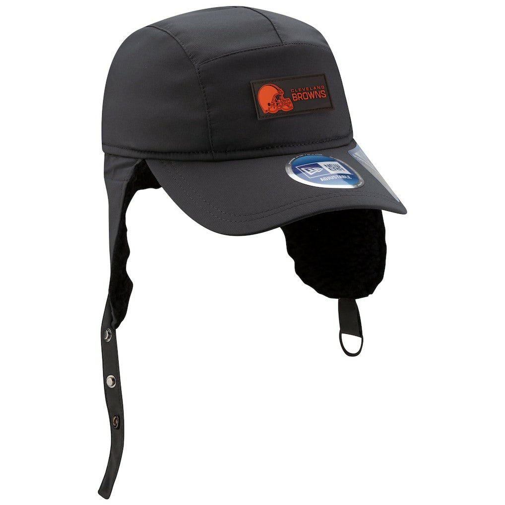 Cleveland Browns New Era 2025 Sideline Cold Weather Runner Dog Ear Adjustable Hat - Charcoal - NFL