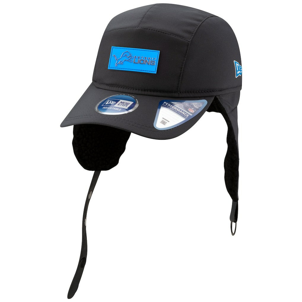 Detroit Lions New Era 2025 Sideline Cold Weather Runner Dog Ear Adjustable Hat - Charcoal - NFL