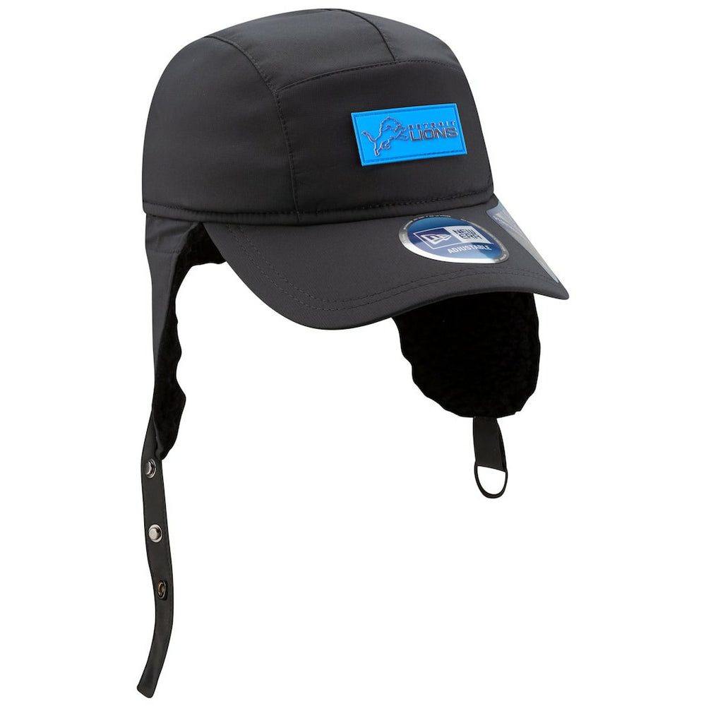 Detroit Lions New Era 2025 Sideline Cold Weather Runner Dog Ear Adjustable Hat - Charcoal - NFL