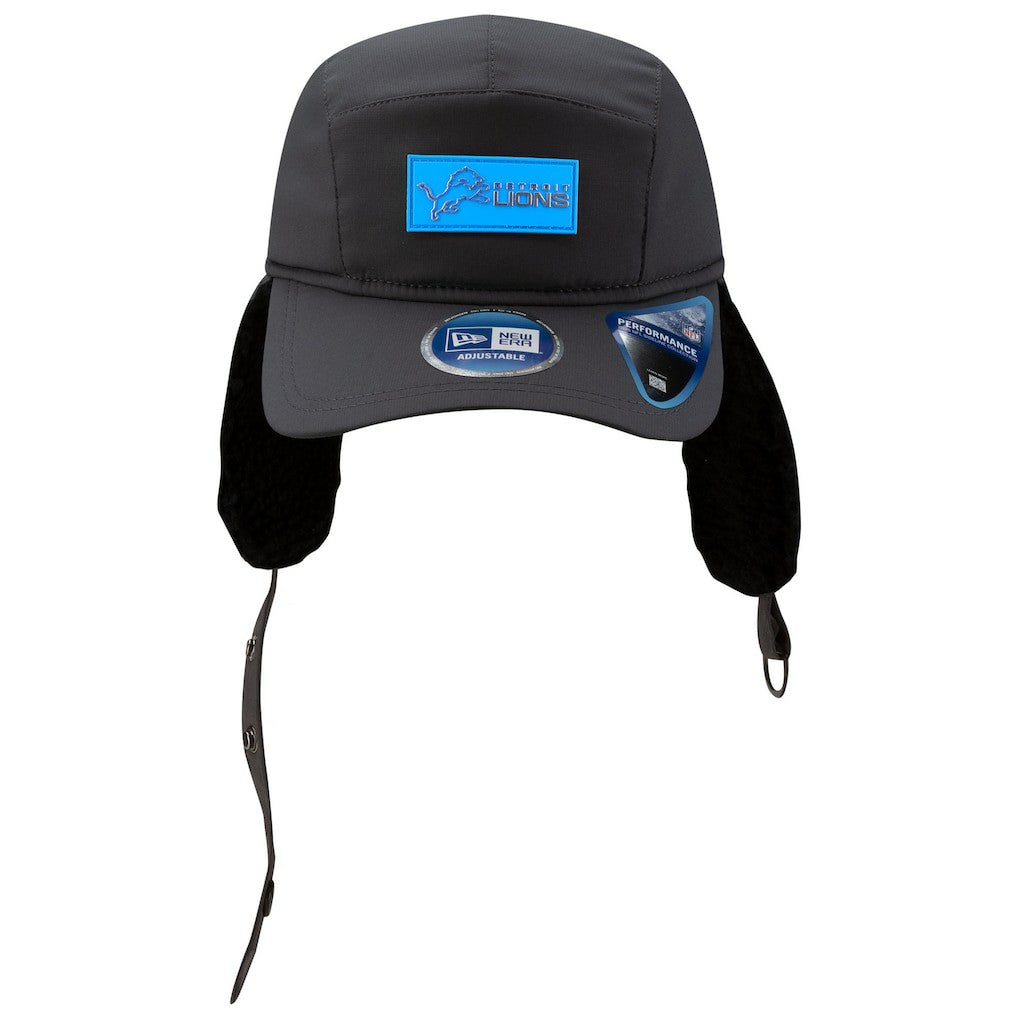 Detroit Lions New Era 2025 Sideline Cold Weather Runner Dog Ear Adjustable Hat - Charcoal - NFL