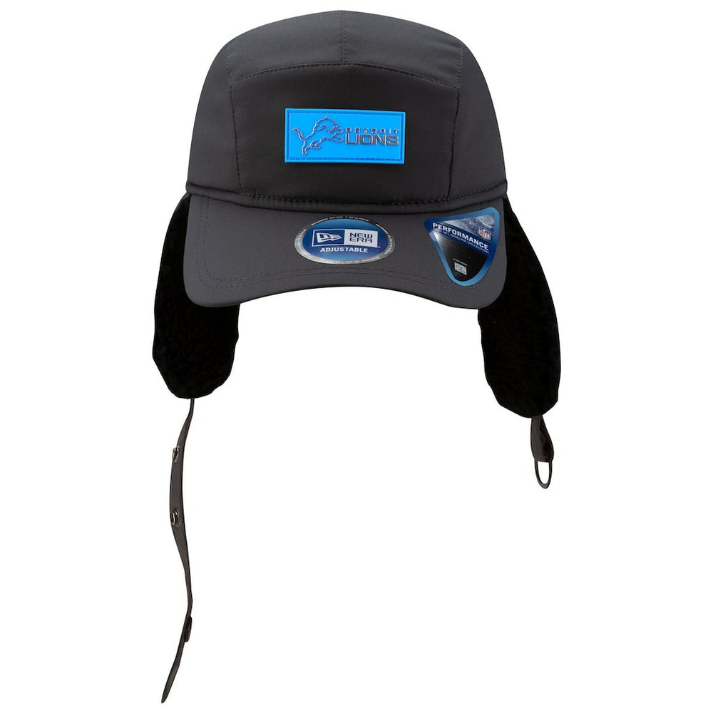 Detroit Lions New Era 2025 Sideline Cold Weather Runner Dog Ear Adjustable Hat - Charcoal - NFL