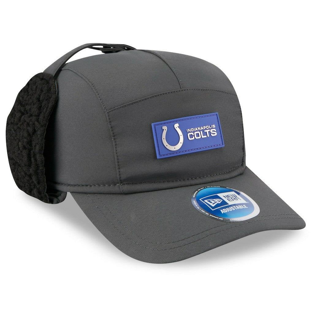 Indianapolis Colts New Era 2025 Sideline Cold Weather Runner Dog Ear Adjustable Hat - Charcoal - NFL